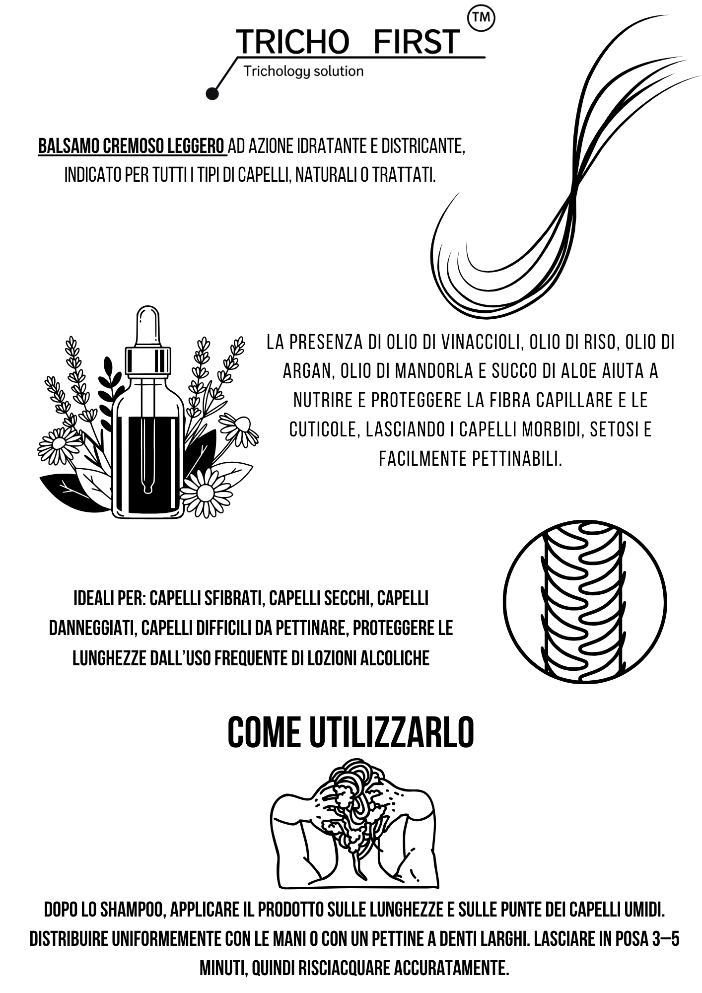 BALSAMO PROTEZIONE QUOTIDIANA TRICHOFIRST- LEGGERO NON APPESANTISCE - IDEALE PER CHI USA LOZIONI SUL CUOIO CAPELLUTO - USO FREQUENTE - FORMULA INNOVATIVA SENZA GRASSI CEROSI